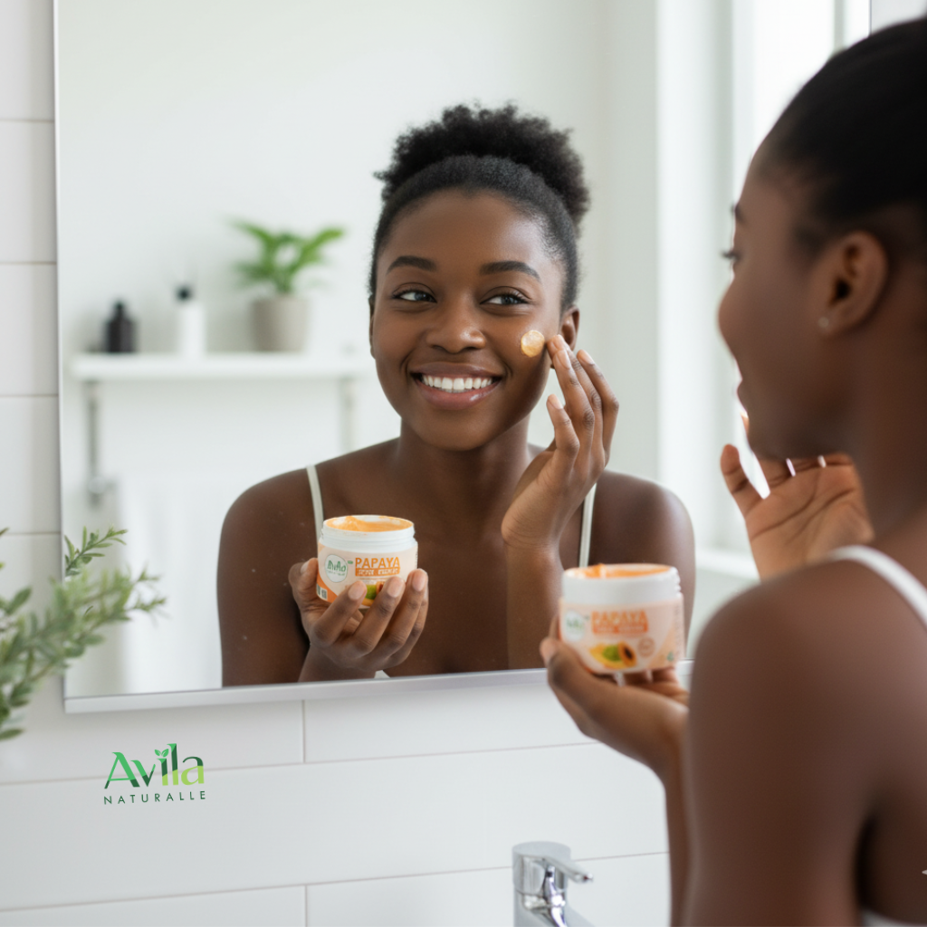 Why Chemical-Free Skincare Works Best”, featuring natural ingredients, fresh botanicals, and clean beauty elements that highlight safe, non-toxic skincare. 