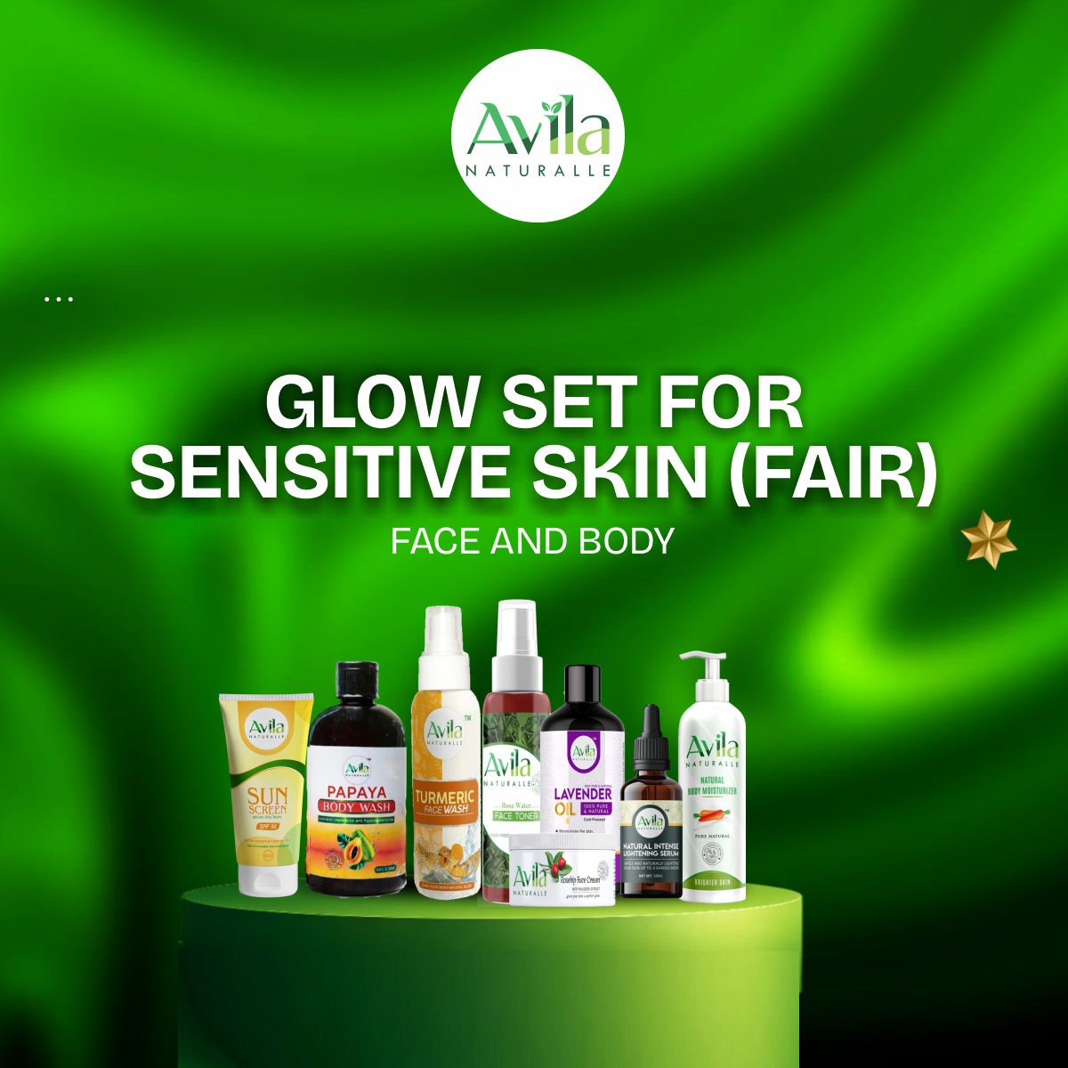GLOW SET FOR SENSITIVE SKIN (FAIR} face and body
